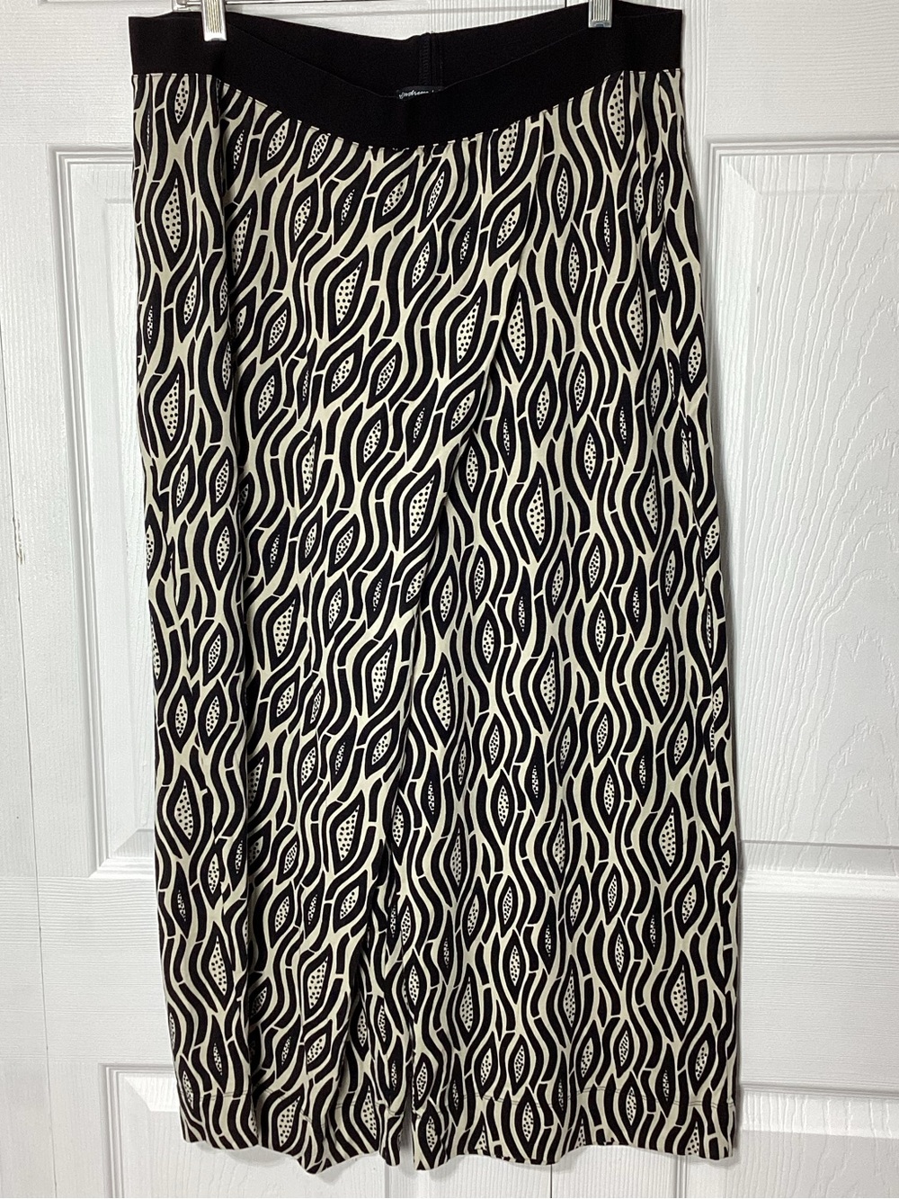 Gudrun Sjoden Pull On Flow Pants Black & Cream Patterned Wide-Leg Cross Front XL - Picture 5 of 10